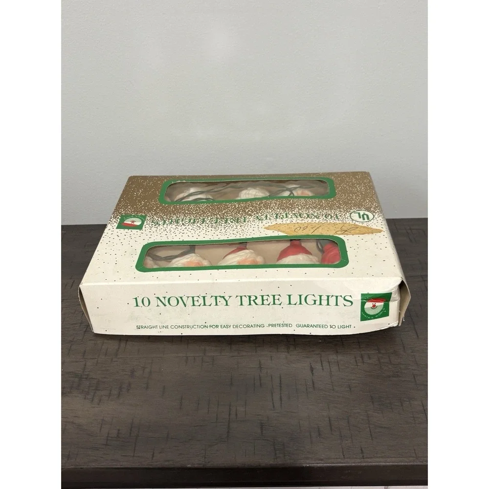 Santa's World 10 Blow Mold Vintage Novelty Tree Lights Tested Works In Box